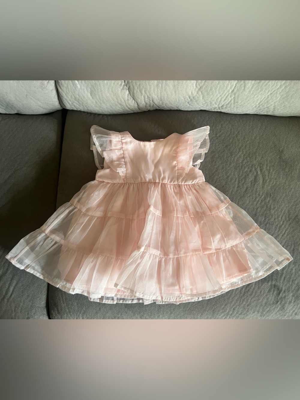 Nordstrom Babygirl Blush Punk Satin Tulle Party Dress 12month